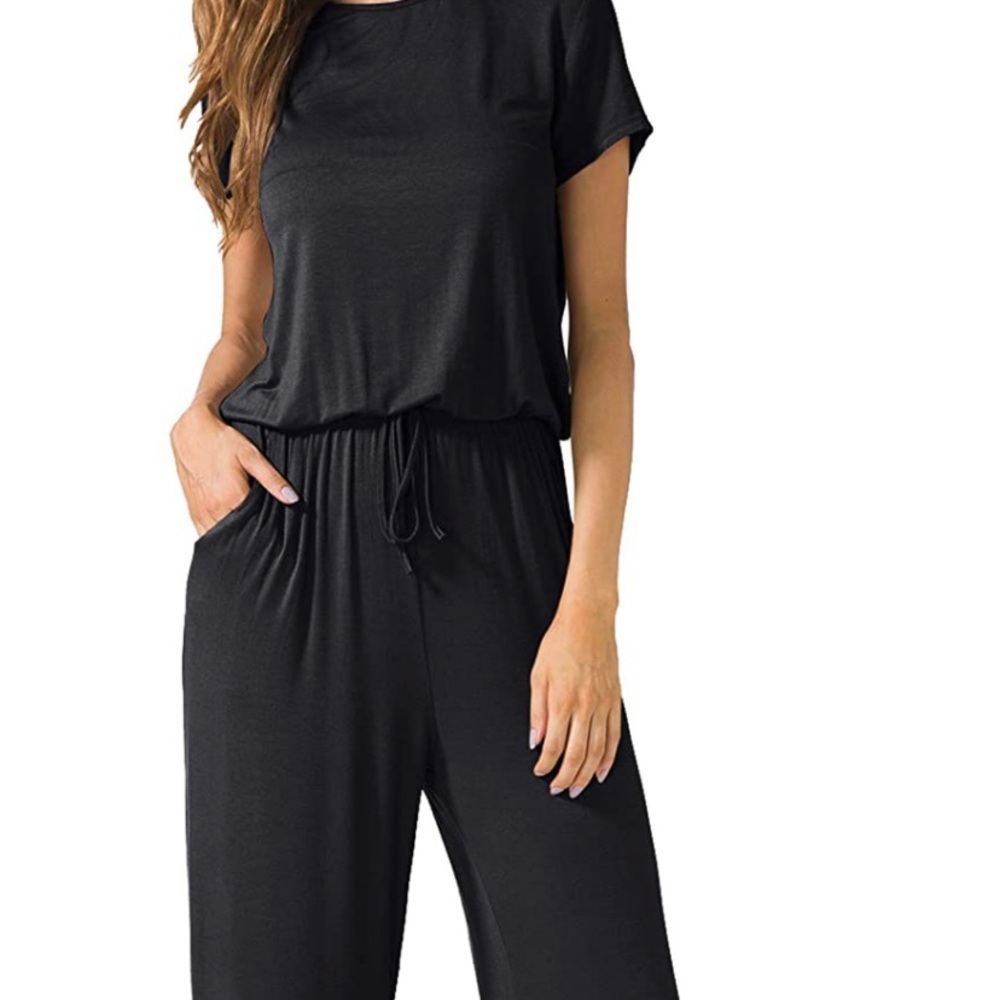 Women’s jumpsuit wide leg with pockets black medium 6 8